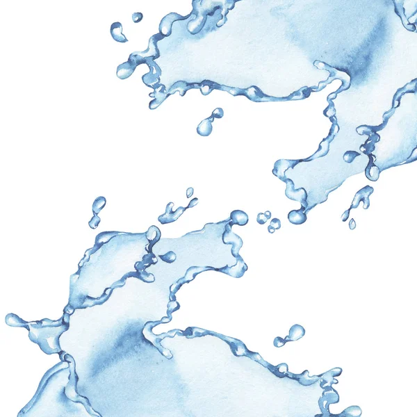 Akvarell Tiszta Kék Víz Csobbanás Mintás Háttérrel — Stock Fotó