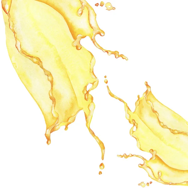 Акварельне Розфарбування Жовтого Фону Водяних Бризок — стокове фото