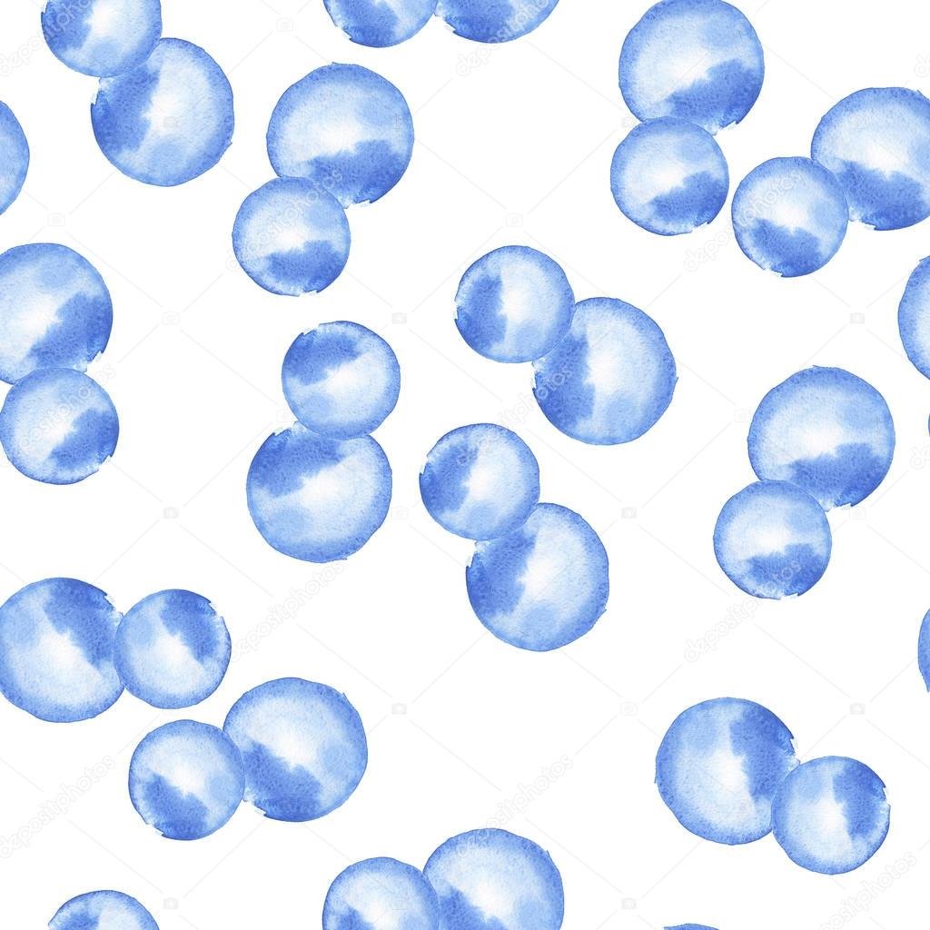 watercolor painting of blue drops seamless pattern background
