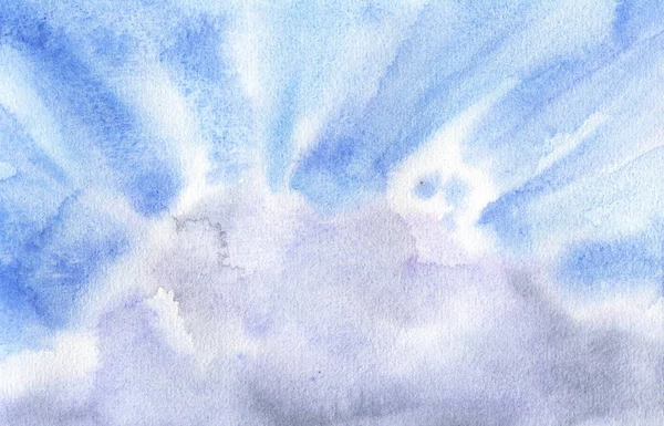 Blue Sky Cloud Sunlight Hand Drawn Watercolor Illustration — Stock Photo, Image