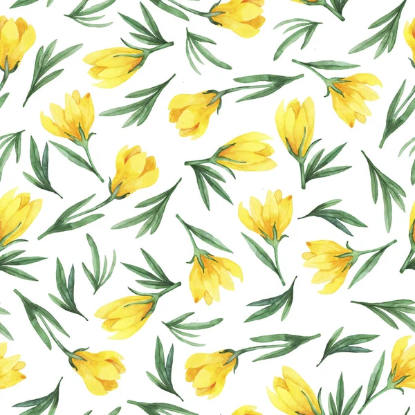 Patrón Sin Costuras Con Flores Cocodrilo Amarillo Primavera Sobre Fondo — Foto de Stock