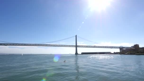 A panning shot across Oakland Bay Bridge San Francisco — Stock Video