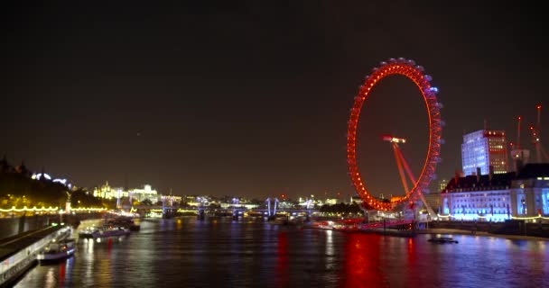 London Eye à noite — Vídeo de Stock