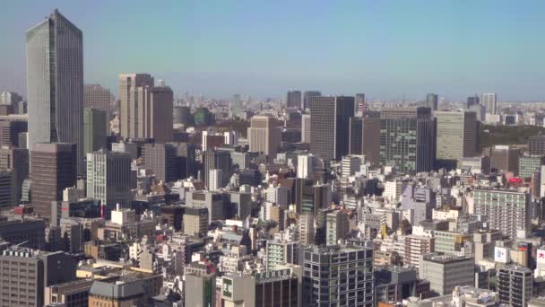 Ευρεία γωνία πυροβολισμό από το αστικό τοπίο σε Τόκιο — Αρχείο Βίντεο