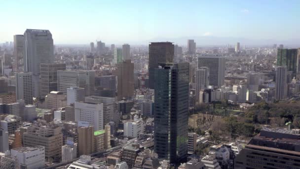 Široký výhled na centrální Tokio — Stock video