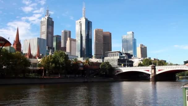 Zentraler geschäftsbezirk und bundesplatz in melbourne, australien — Stockvideo