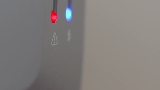 Close up shot of a flashing warning light on a computer hard drive — Stock Video