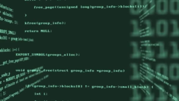 Código de la computadora contra un fondo verde, animación en bucle — Vídeo de stock