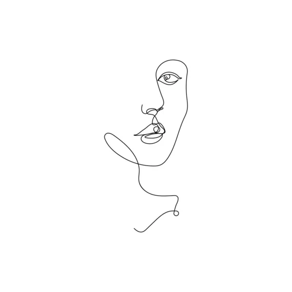 Uma Linha Retrato Feminino Ilustração Vetorial Minimalista — Vetor de Stock