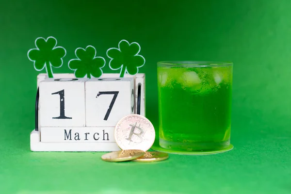 St Patrick's Day, Mart 17, Yeşil yonca ile için blok takvim