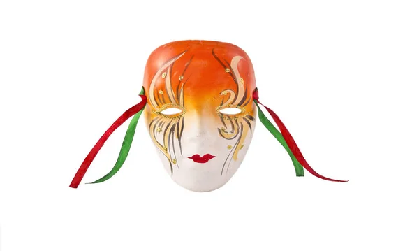 Mascara Cara Fondo Blanco Carnaval — Foto de Stock