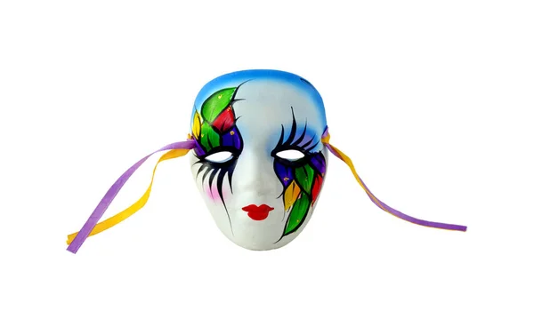 Maska Tvář Bílé Pozadí Karneval — Stock fotografie