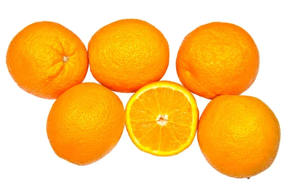 Orange Agrumes Fruits Frais Fond Blanc — Photo