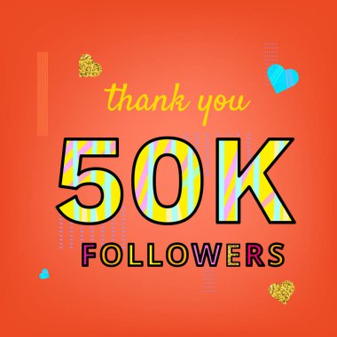 50 k takipçileri teşekkür ederim ifade. Vektör çizim.