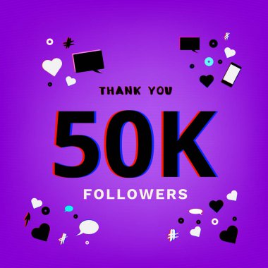 50 k takipçileri sonrası teşekkür ederim. Vektör çizim.