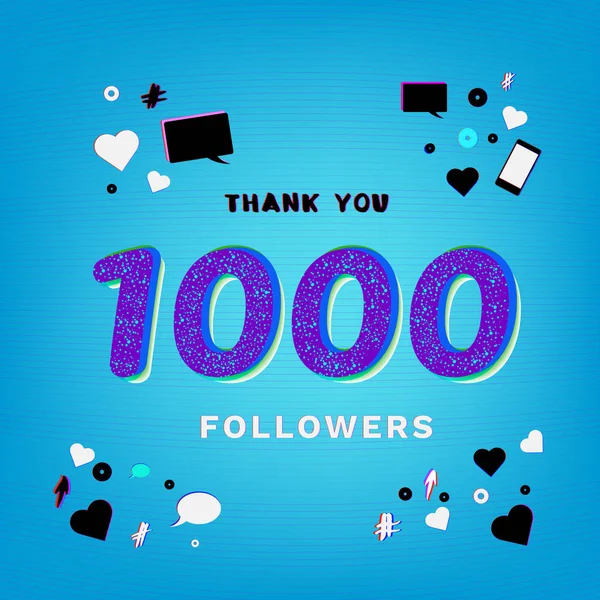 Тысяча последователей благодарят вас за баннер. Векторная иллюстрация . — стоковый вектор