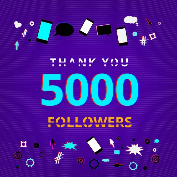 5000 Followers thank you. Vector illustration. — Stock Vector