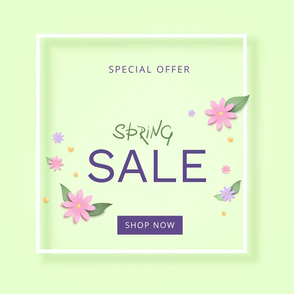 Banner Spring Sale. Plantilla para publicidad. Ilustración vectorial . — Vector de stock