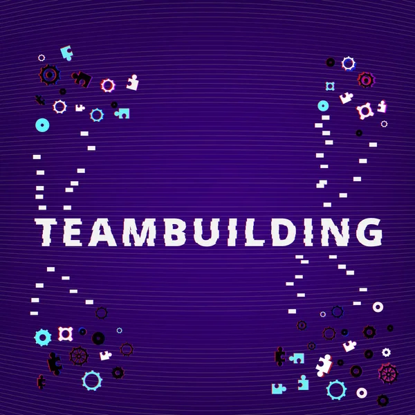 Teambuilding tekst na ciemnym tle. Ilustracja wektorowa. — Wektor stockowy