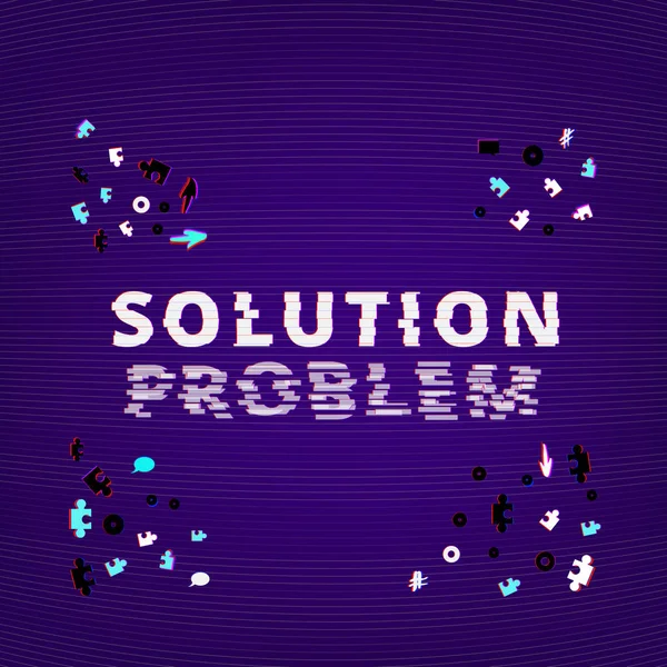 Problème et texte de la solution sur fond sombre. Illustration vectorielle . — Image vectorielle