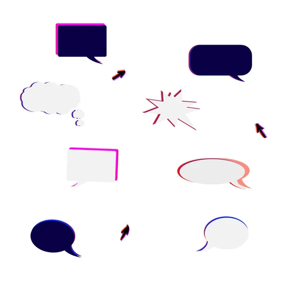 Ensemble de bulles d'expression vides avec effet de défaut chromatique. Illustration vectorielle . — Image vectorielle
