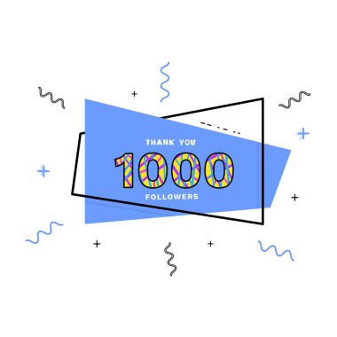 1000 followers thank you. Vector illustration. clipart