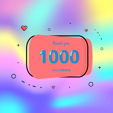 1000 takipçileri teşekkür ederim. Vektör çizim.