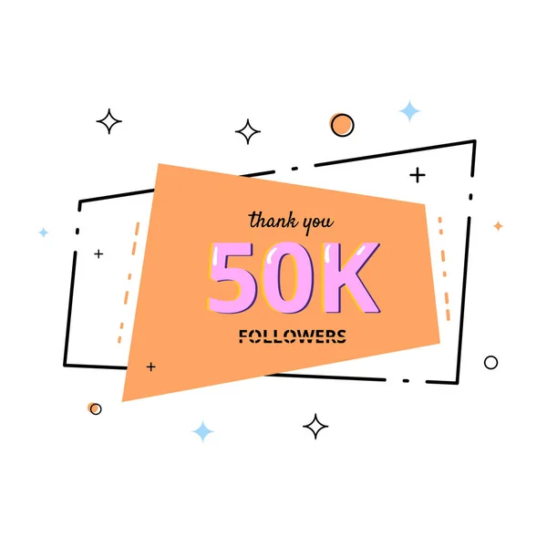 50k seguidores gracias. Ilustración vectorial . — Vector de stock