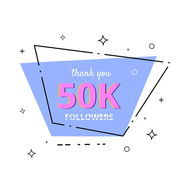 50k seguidores gracias. Ilustración vectorial . — Vector de stock