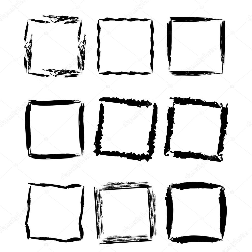 Set of grunge frames. Vector illustration.