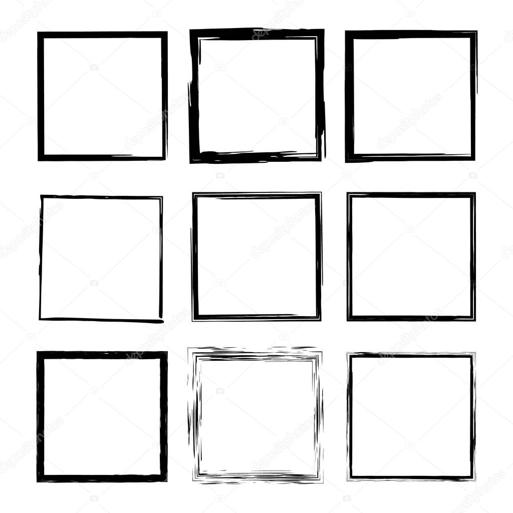 Set of grunge frames. Vector illustration.