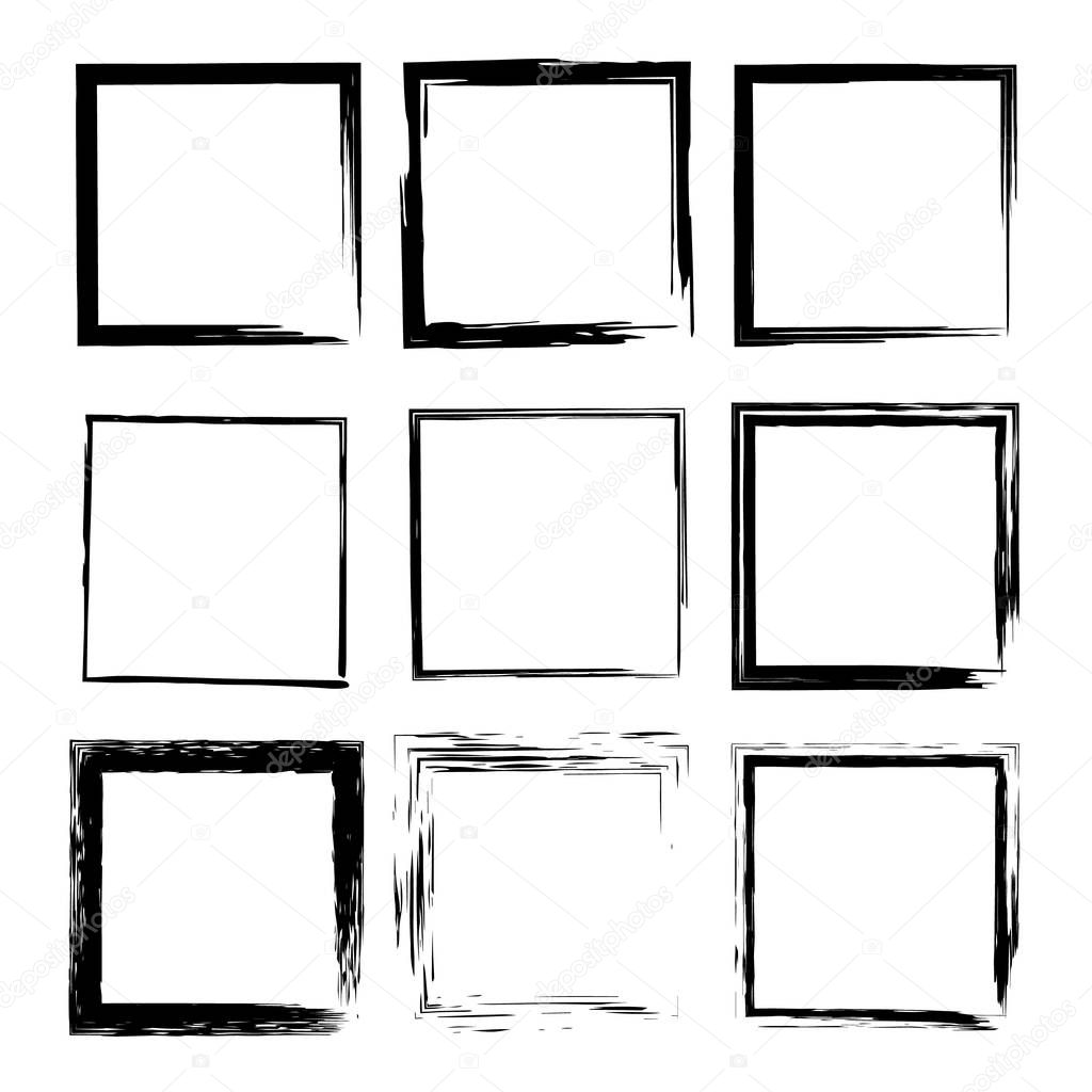 Set of grunge frames. Vector illustration.