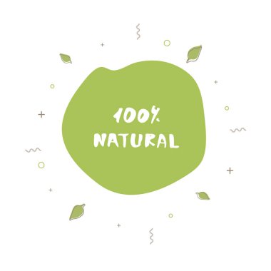 % 100 doğal yuvarlak afiş. Vektör çizim.