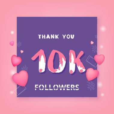 10 k takipçileri afiş teşekkür ederim. Vektör çizim.