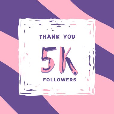5 k takipçileri afiş teşekkür ederim. Vektör çizim.