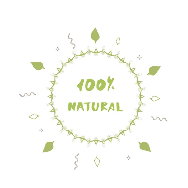 100% emblema redondo natural. Ilustração vetorial . — Vetor de Stock