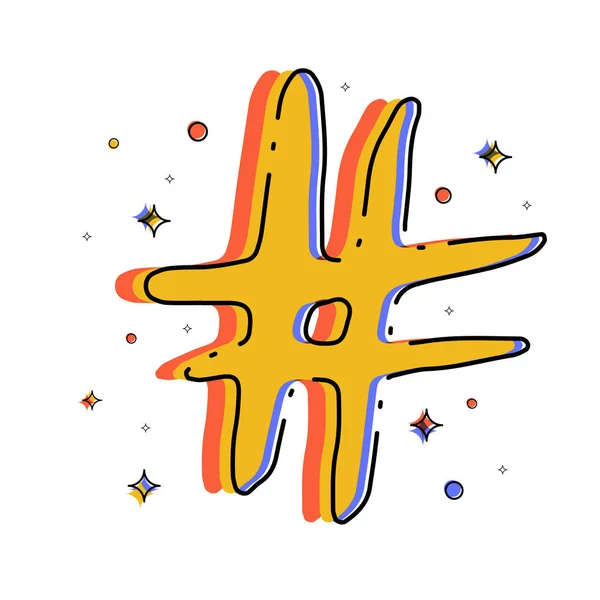 Hashtag signe avec pépin et effet d'aberration chromatique . — Image vectorielle