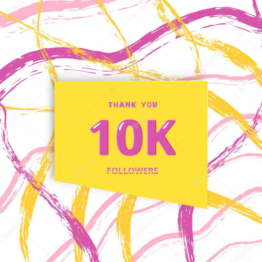10K followers thank you card. Vector illustration.