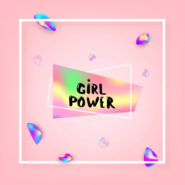 Mädchen-Power-Karte. Vektorillustration. — Stockvektor