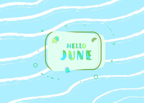 Hola pancarta de junio. Ilustración vectorial . — Vector de stock