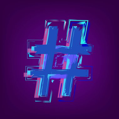 Hashtag izole işareti. Vektör çizim.