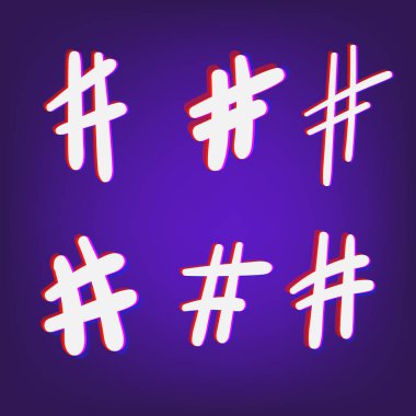 Hashtag işaretler. Vektör çizim.