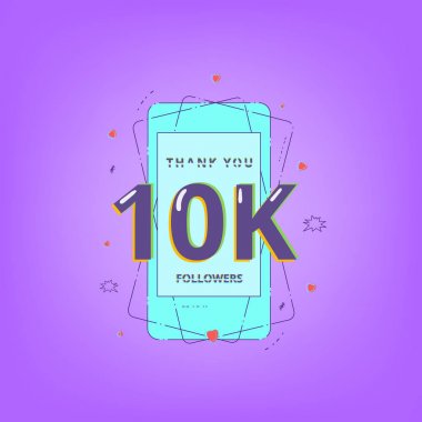10 k takipçileri afiş teşekkür ederim. Vektör çizim.