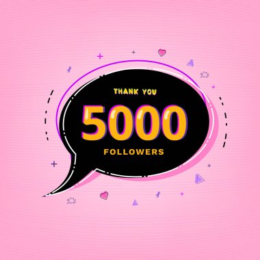 5000 takipçileri afiş teşekkür ederim. Vektör çizim.