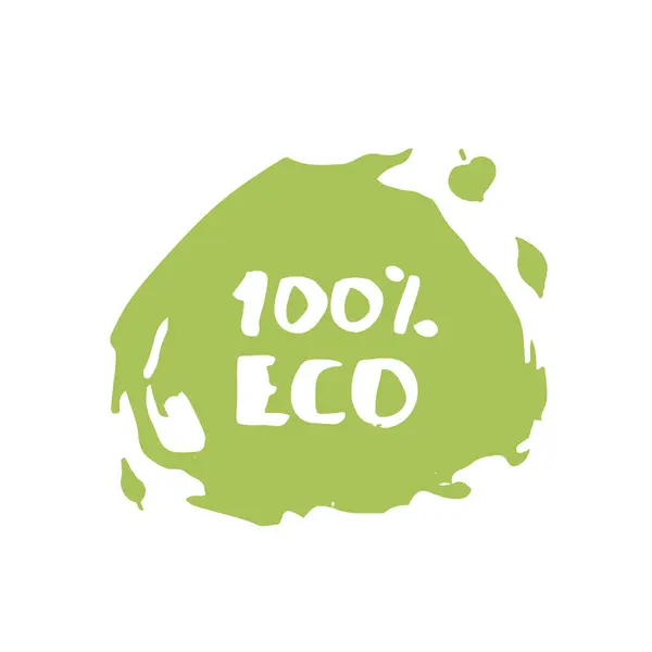 100% Eco placa dibujada a mano. Ilustración vectorial . — Vector de stock