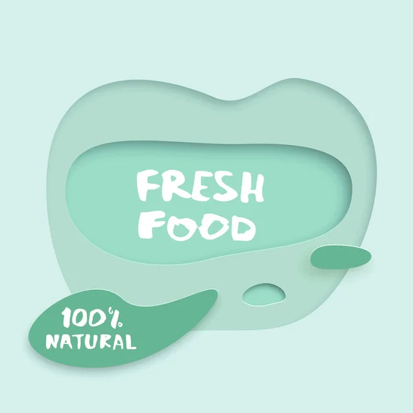 Bannière coupée en papier Fresh Food. Illustration vectorielle . — Image vectorielle
