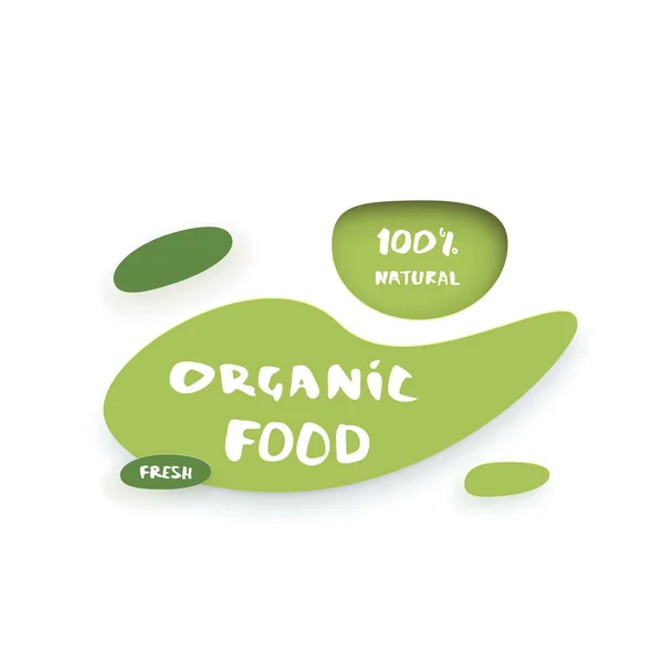 Banner de corte de papel Organic Food. Ilustración vectorial . — Vector de stock