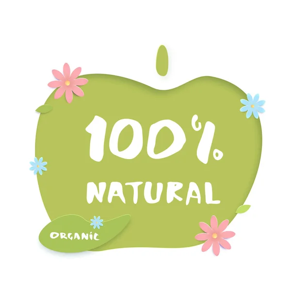 Banner de corte de papel 100% natural. Ilustração vetorial . — Vetor de Stock