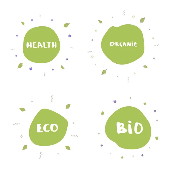 Set de Orgánica, Salud, Bio, Eco banner. Ilustración vectorial . — Vector de stock