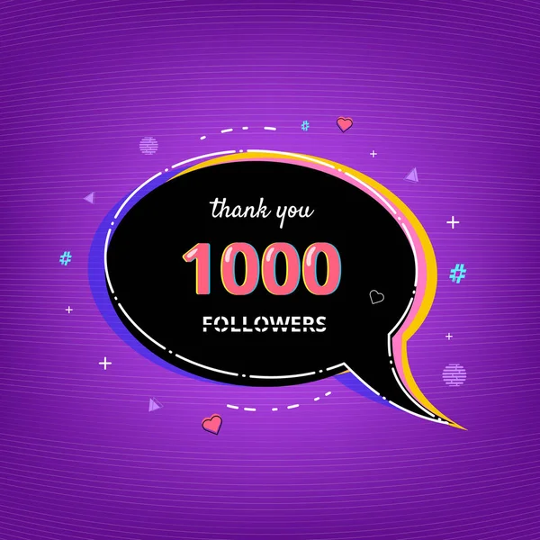 1000 seguaci grazie banner. Illustrazione vettoriale . — Vettoriale Stock